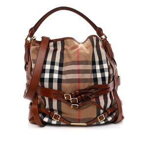 Burberry Tan and Brown Check Shoulder Bag